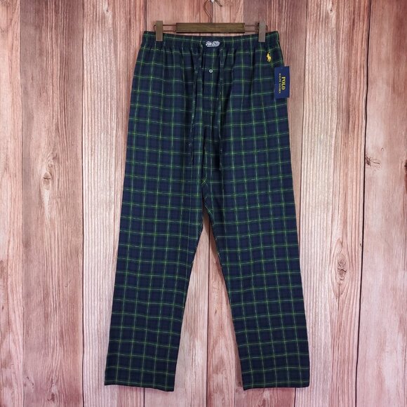 NWT Polo Ralph Lauren Mens Size Large Flannel Cotton Plaid Pajama Lounge Pants - Picture 1 of 11